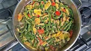 Стручковая фасоль с картофелем и соленой треской