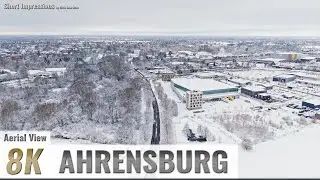 Ahrensburg, Germany: Ostring, Flug über Winterlandschaft - 4K/8K UHD - 0404