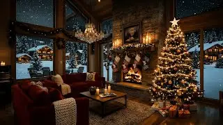 Cozy Holiday Night ❄️ Smooth Jazz & Fireplace Sounds