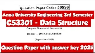 CS3301|Question Paper|With Answer Key|Data Structure|Question paper|2025|With Answers|