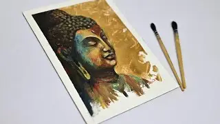 Golden Gautam Buddha Acrylic Painting for Beginners 🪷