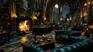 Ravenclaw Fireplace | Hogwarts Common Room Music & Christmas Ambience for Study & Deep Focus