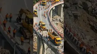 Excavator Falls Off Bridge in Shocking Accident! 😱 #ExcavatorFall #BridgeDisaster