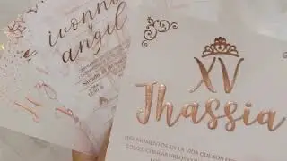 Modern DIY calligraphy rose gold/gold/silver foil vellum wedding invitations