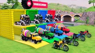 Transporting BIG MOTORCYCLE and Mixer Truck Elcon With Truck Man Full Colour FS22