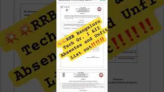 ‼️‼️RRB Bengaluru Technician Grade. I & II Unfit list out |‼️what to do next? #rrb #railway #job