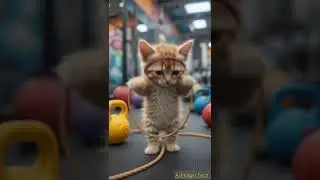 Cute Cat Gym Workout 💪 #cat #funny #cartoon #animation #animals#cute #ai Video