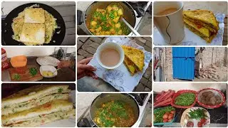 Easy Breakfast & Lunch Recipes | Bread Omelette & Aloo Matar | Home Vlog
