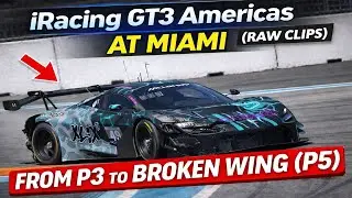 iRacing GT3 Americas at Miami — From P3 to Broken Wing P5 (raw clips)