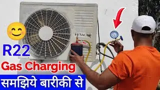 R22 Gas Charging Full Practical || Gas Charging in AC ! Ac me gas kaise dale ! ac gas charging, r22,
