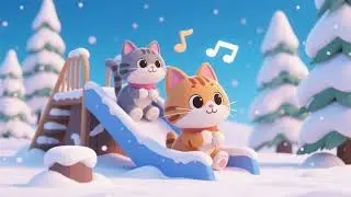 ❄️🐱 Kitty Cat Winter Snow Slide Song | Nursery Rhymes & Kids Songs 🎵