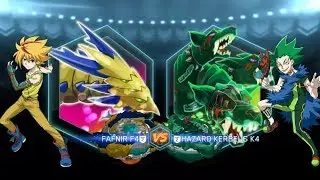 Fafnir F4 Vs Hazard Kerbeus K4 | Free Vs Kyle | Beyblade Burst App Gameplay