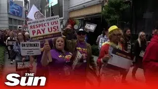 Unions rally in support of striking Hollywood writers