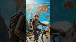 Monkey on a Cycle 🚴 | Ready for a World Tour  Funny Animal Adventure #shorts #shortvideo #shortsfeed