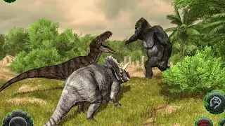 Android Gameplay - gorilla jungle  simulator - gorilla vs dinosaur vs lion vs tiger