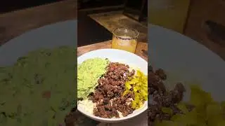 Beef taco bowls with guac and passion fruit margaritas