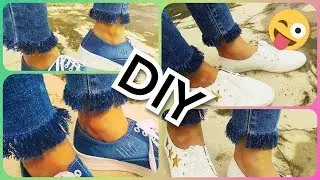 DIY TRENDYTurn ur old jeans into new stylish designer jeans||DIY frayed jeans