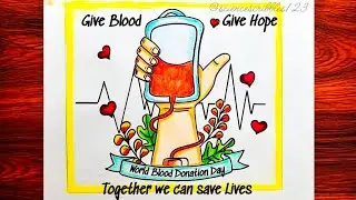 World blood Donors Day Drawing| How to Draw  Donate Blood Poster | June 14 |Blood Donation awareness