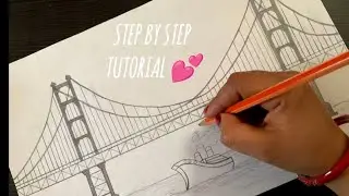 How to draw the Golden Gate bridge easy San Francisco Landmark / Golden Gate bridge drawing /bridge