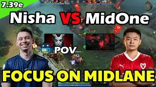 Nisha Queen of Pain VS MidOne Shadow Fiend | Focus on Midlane | 7.39e