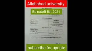 Allahabad university B.a counciling schulled 2021/Allahabad university b.a  cutoff mark 2021