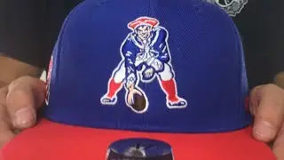 Patriots 'THROWBACK SUPER-SHOT STRAPBACK' Royal-Red Hat by Twins 47 Brand