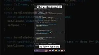 what is state in react js #reactjs #javascript #interviewquestions #webdevelopment #codingshorts
