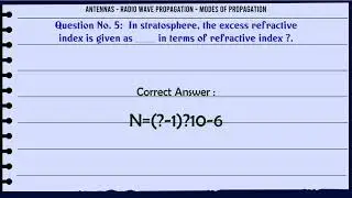 MCQ Questions Radio Wave Propagation - Modes of Propagation with Answers