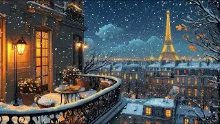 Late Night Paris Caf&eacute; 1940s ☕ Oldies Playing in the Background | Cozy Winter Night