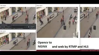 Opencv tutorial app sending a video by RTMP stream to NGINX server that restream as HLS to WEB VLC