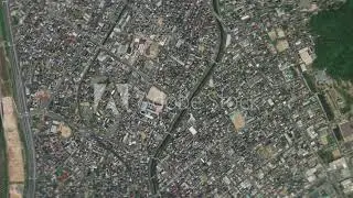 Zoom in from space and focus on Japan, Tottori. 3D Animation. Background for travel intro.