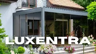 Hochwertige Terrassen&uuml;berdachung aus Aluminium: Motorisierte Lamellen, LED, ZIP-Screens & Glas