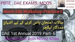 Mech-246 Mcqs 2019 IA/Workshop Practice-II/DAE/Mechanical/PBTE
