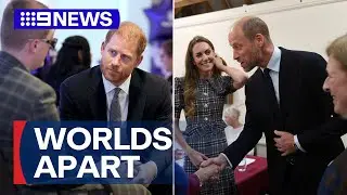 Princes mark Queen's death anniversary separately | 9 News Australia