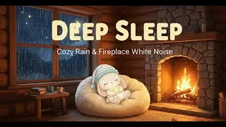 1 Hour COZY RAIN & FIREPLACE 🌧️ Baby Sleep White Noise | Sleepy Bunny Dreams