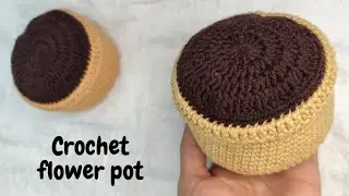 How to crochet a flower pot | Crochet flower pot tutorial for beginners