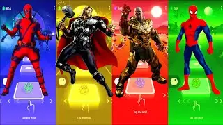 DeadPool 🆚 Thor 🆚 Thanos 🆚 Spiderman | Marvel Comics | Tiles Hop Fun Ball