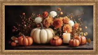 Autumn Pumpkin Floral Art Halloween 4k | Slideshow | Art Framed Screensaver | Art for Your TV