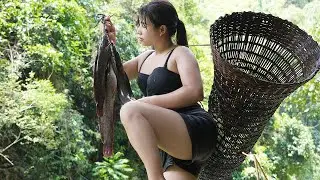 How to make a fish trap using a handmade bamboo cage