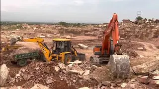 Hitachi Super 200 Excavator Loading Man Truck | JCB 3dx backhoe Loading  tractor ?