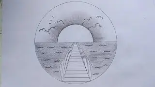 how to make a scenery of( sunset pencil sketch) /suraj mandal art/