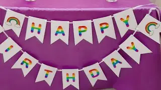 Rainbow Theme Birthday Banner | Happy Birthday Banner | Birthday Bunting| Birthday Decor|Buddy's Art