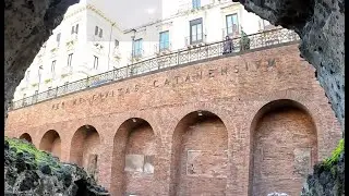 The Roman Amphitheatre of Catania Sicily. Italy