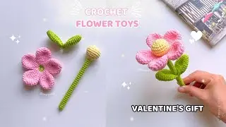 How to crochet a flower toy 🌺 ✿ Crochet a assemblable flower ❤️ Crochet valentine's gift | Mova DIY