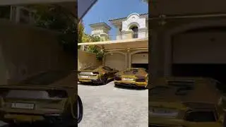 Only in Dubai 💛💸 Chrome Gold Lamborghini #luxury #shorts #shortvideo #lamborghini #cars #gold #dubai