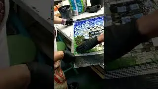glass mosaic on mesh.