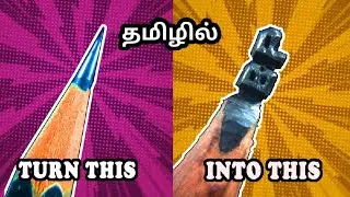 Pencil Carving Tutorial | Pencil carving for beginners in Tamil | Pencil carving art |  Black Pencil