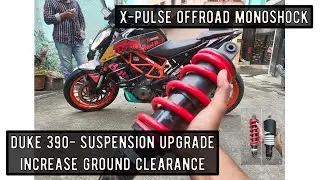 KTM Duke 390 suspension upgrade - Xpulse monoshock installation - Increase ground clearance
