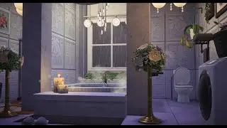 10 Hours of Cozy ACNH ASMR Spa/Bathroom w/ Thunderstorm White Noise 🕯️ ACNH Music & Washer 🕯️