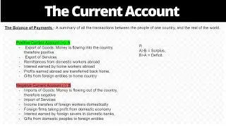 The Current Account - Balance of Payments